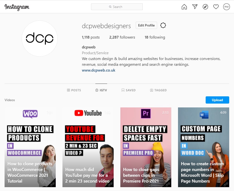 DCP Web Designers Instagram Profile