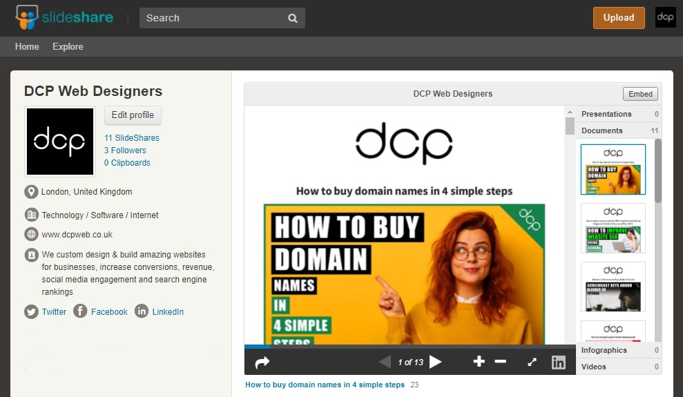 DCP Web Designers Slide Share Profile