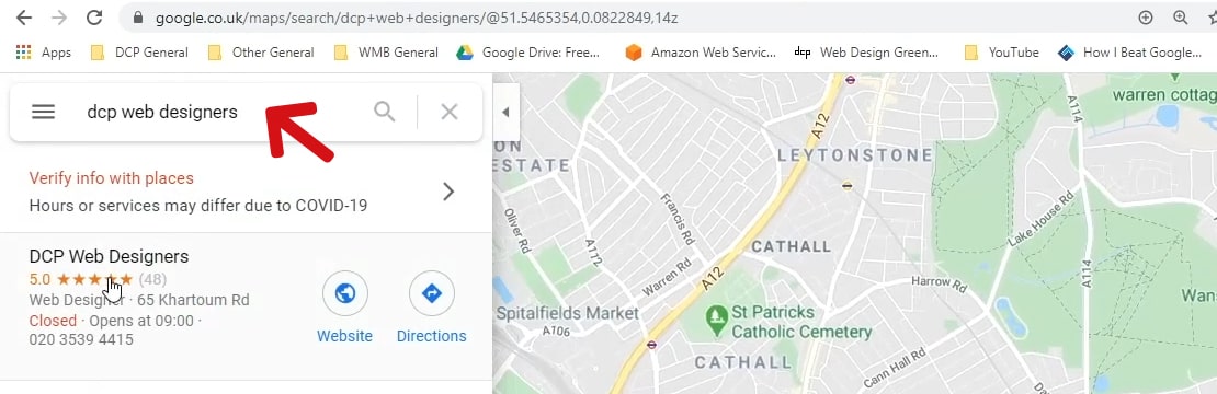Search Google Maps for your business