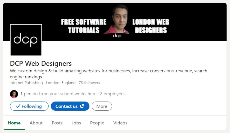 Example LinkedIn Business Profile Image & Background