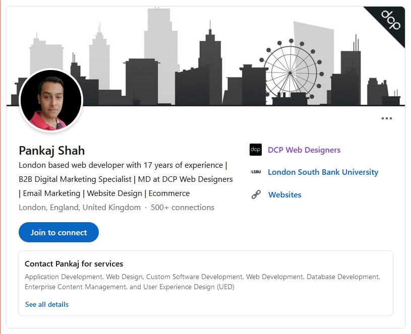 Example LinkedIn Personal Profile Image & Background