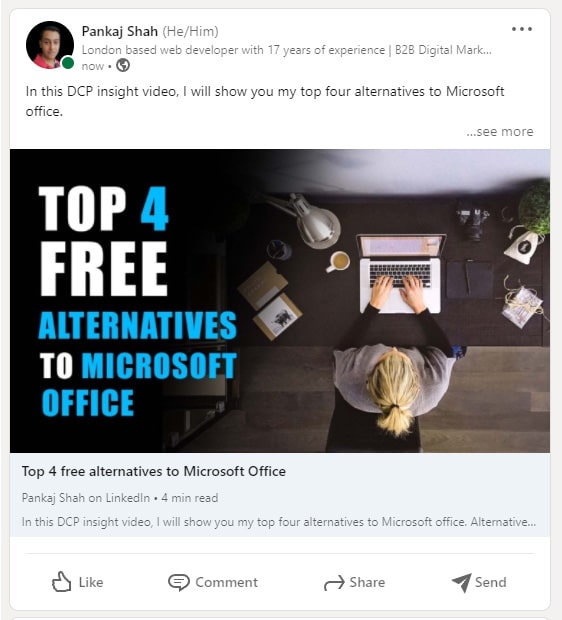 Example Shared LinkedIn Article