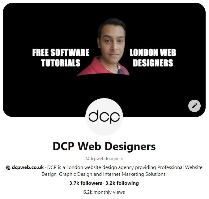 Example Pinterest Custom Profile Cover Header