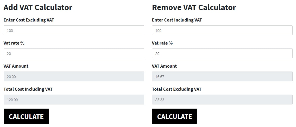 DCP VAT calculator
