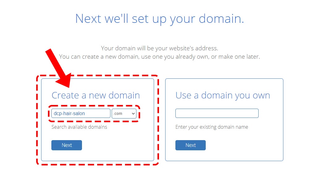 Bluehost create a new domain