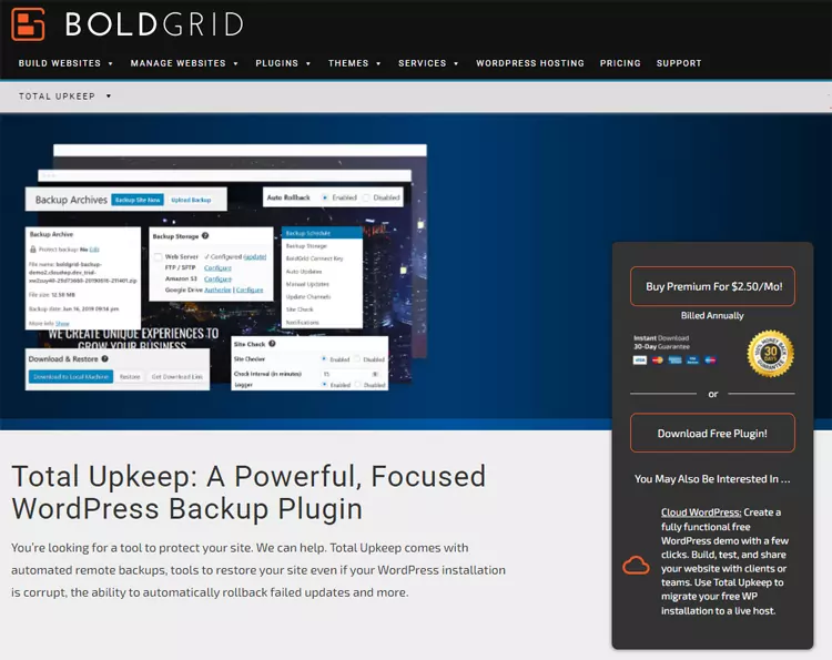 BoldGrid WordPress Backup Plugin