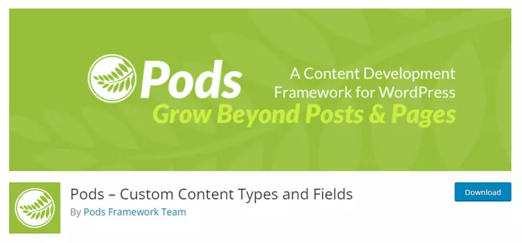 Pods Custom Content Types and Fields WordPress Plugin