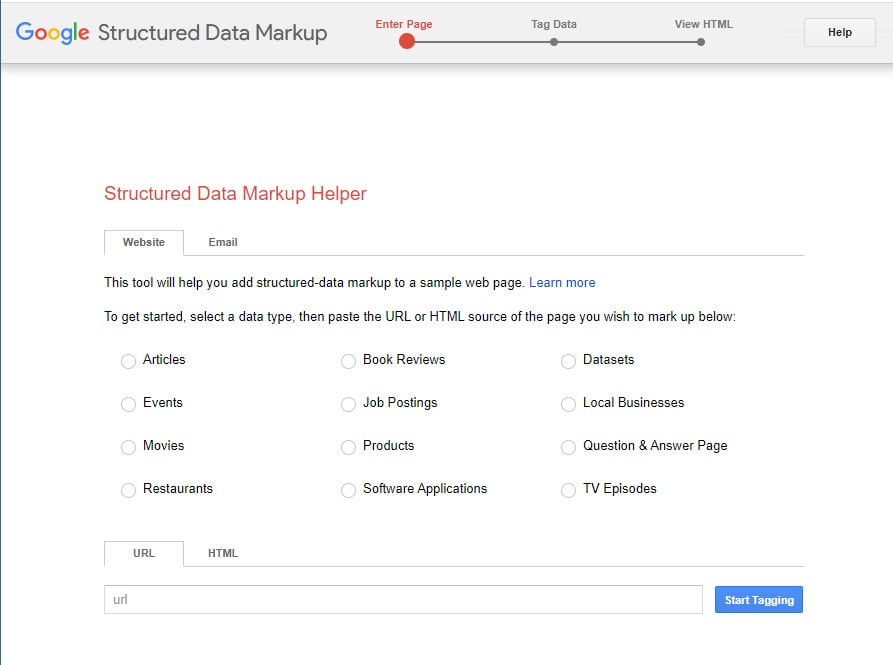 Google structured data markup helper
